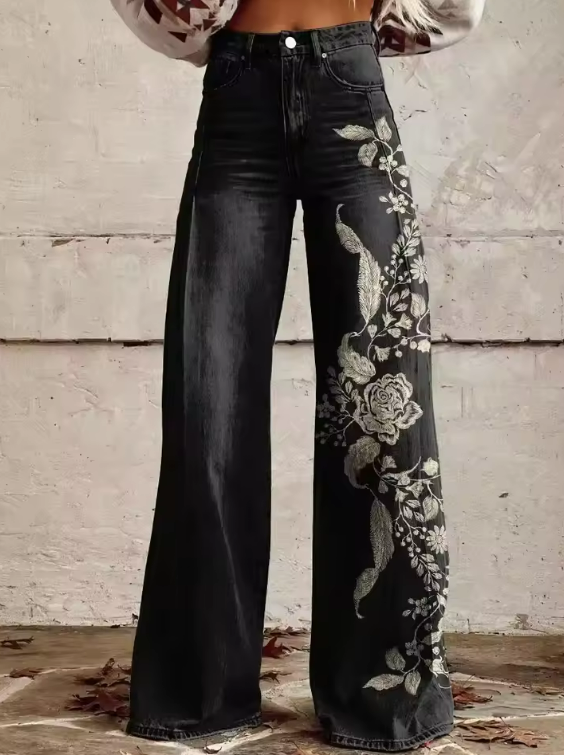 Rafaella | Vintage-boho jeans met wijde pijpen