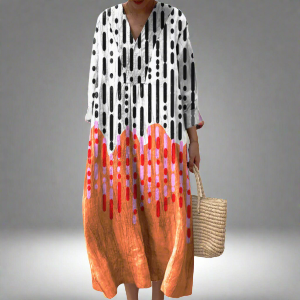 Tessa | Abstracte Druppelprint Maxi-jurk