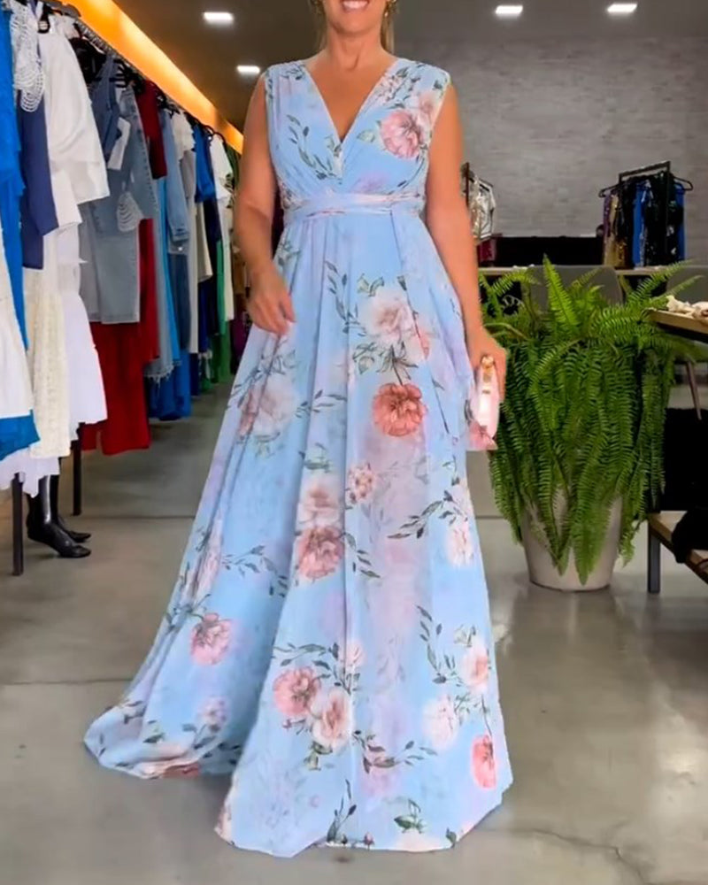 Mina | Zomer charme mouwloze bloemenjurk