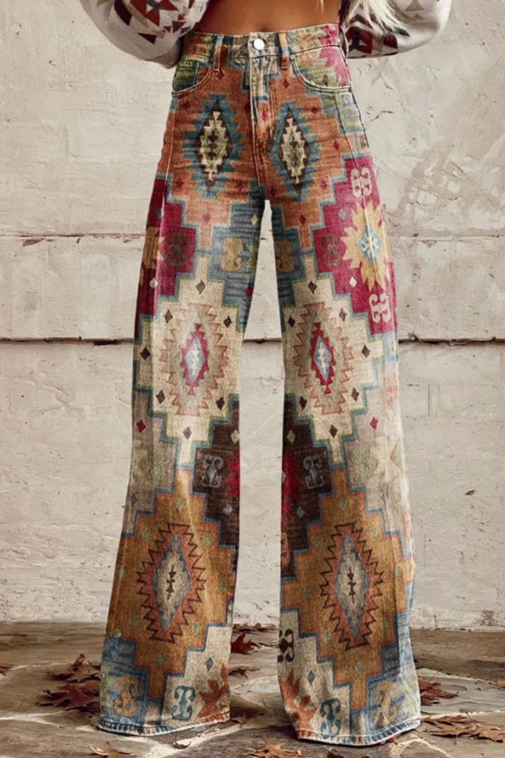 Gabriela | Vintage tapijt-broek met wijde pijpen
