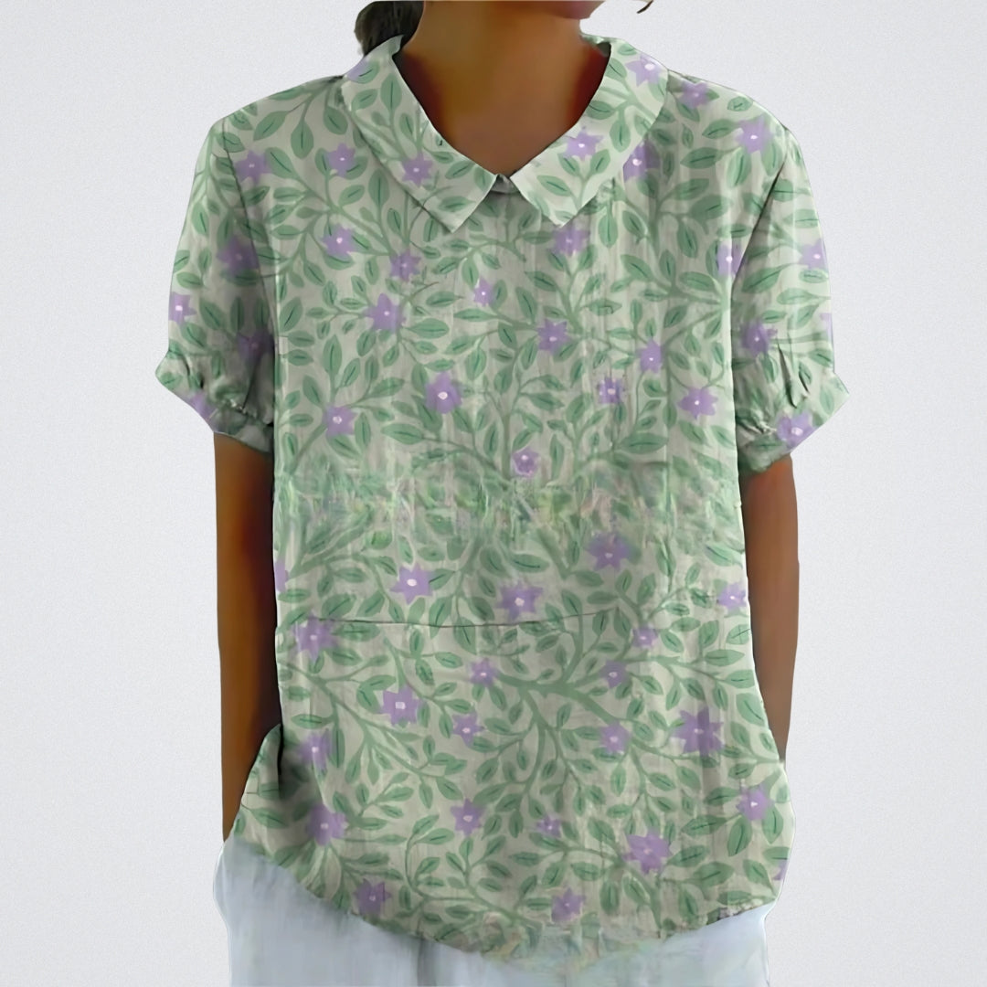 Natalie | Vintage bloemenblouse met kraagje