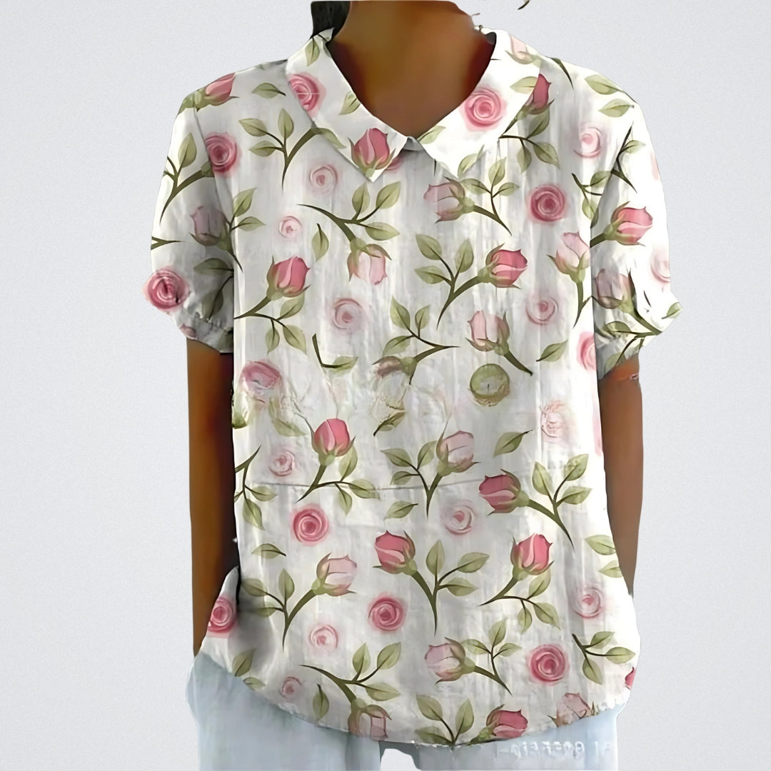 Natalie | Vintage bloemenblouse met kraagje