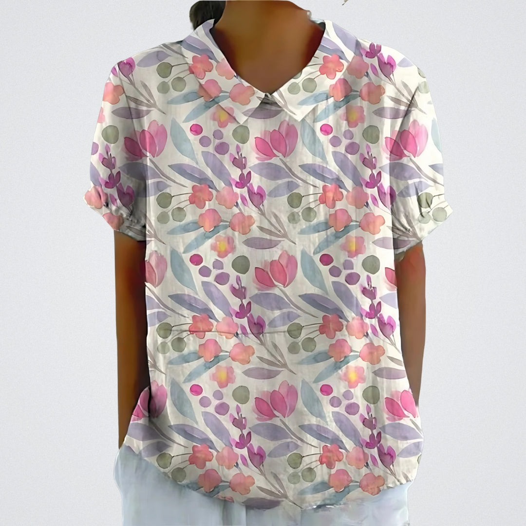 Natalie | Vintage bloemenblouse met kraagje
