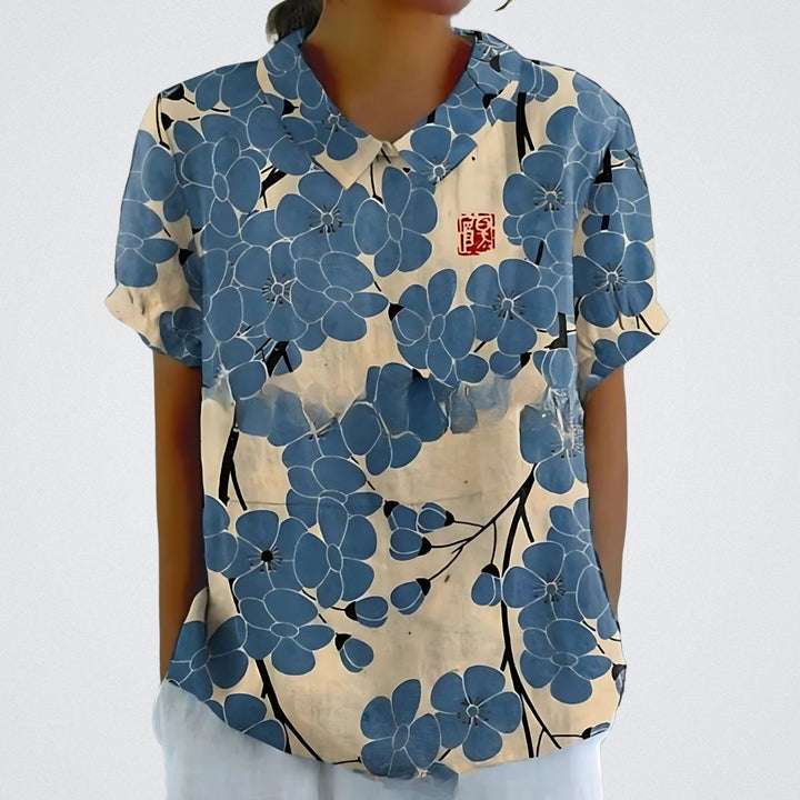 Natalie | Vintage bloemenblouse met kraagje