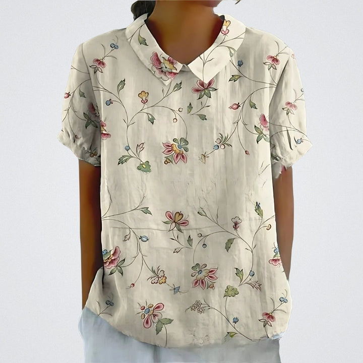 Natalie | Vintage bloemenblouse met kraagje