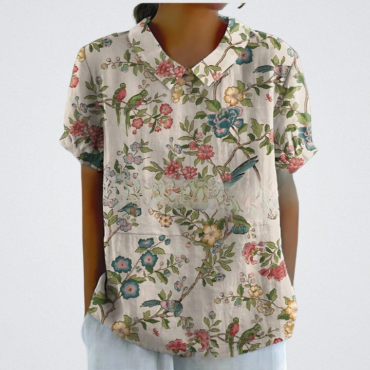 Natalie | Vintage bloemenblouse met kraagje