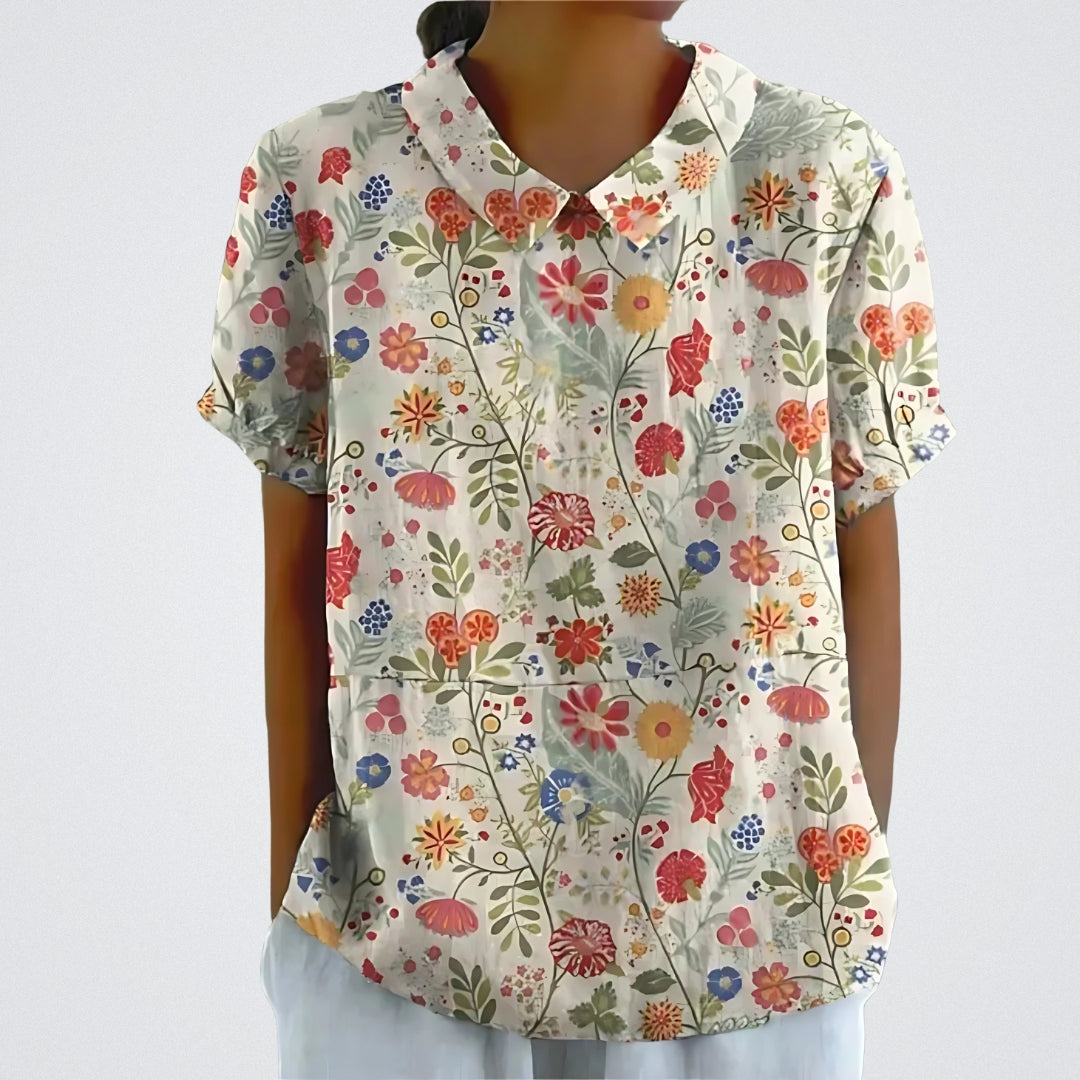 Natalie | Vintage bloemenblouse met kraagje