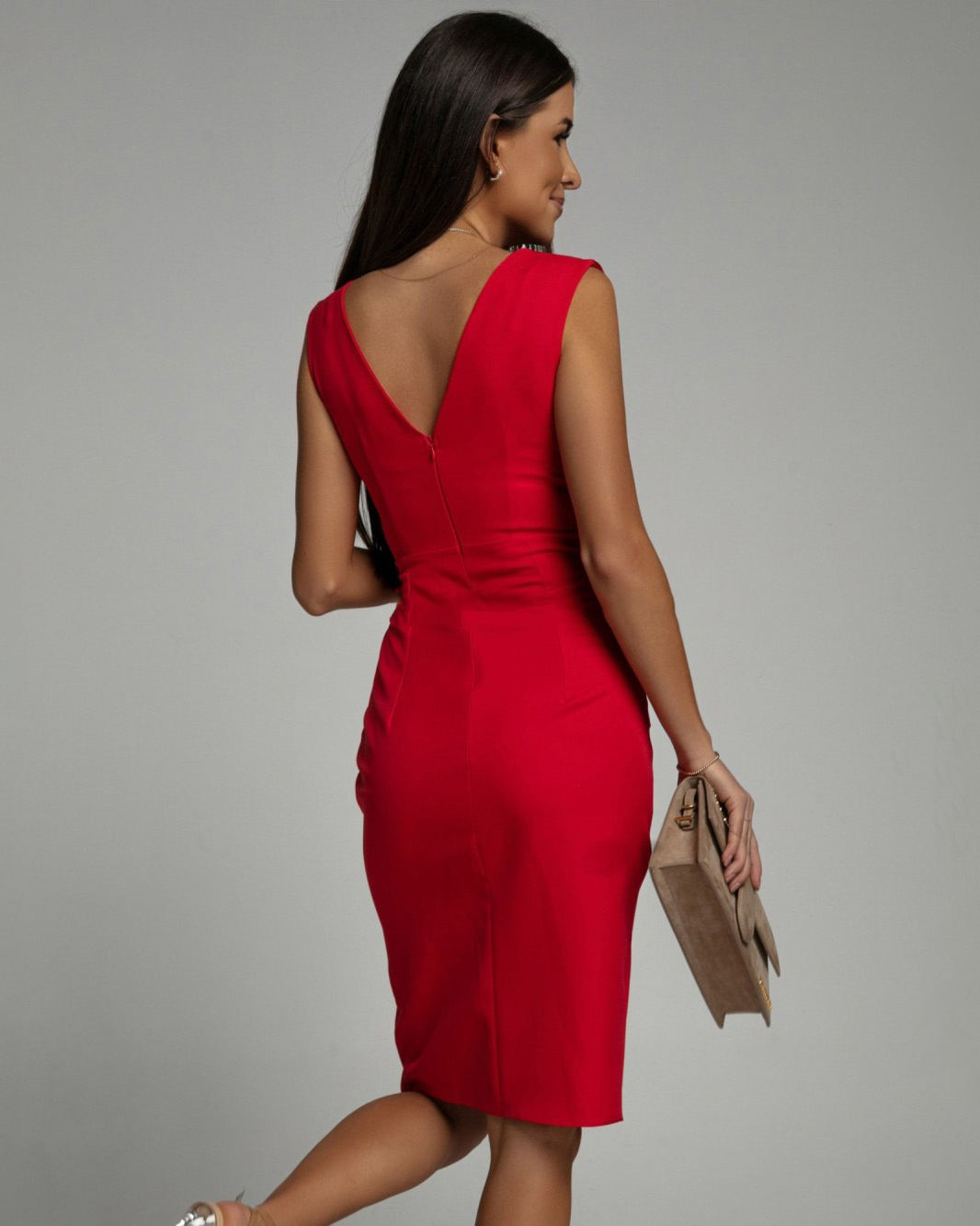 Irene | Elegante jurk met geplooide details en split