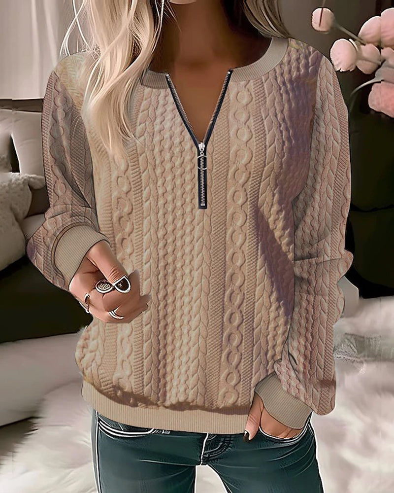 Melanie | Trendy trui met kabelprint