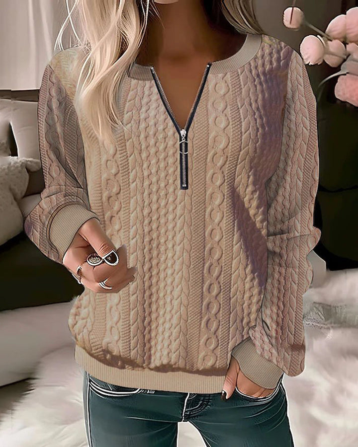 Melanie | Trendy trui met kabelprint