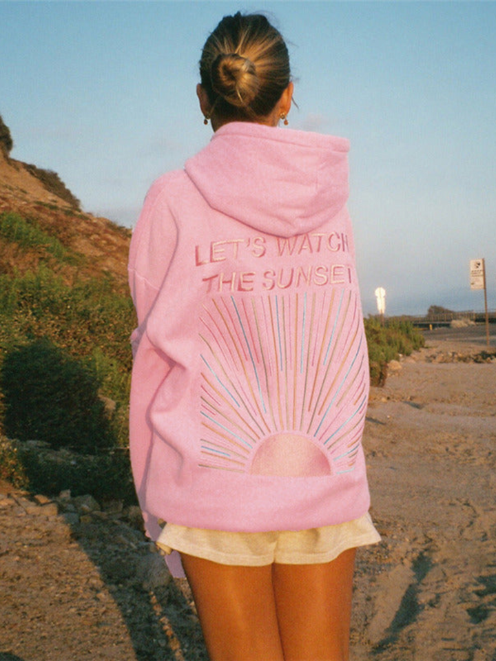 Ophelia | Relaxte hoodie met zonsondergang-print