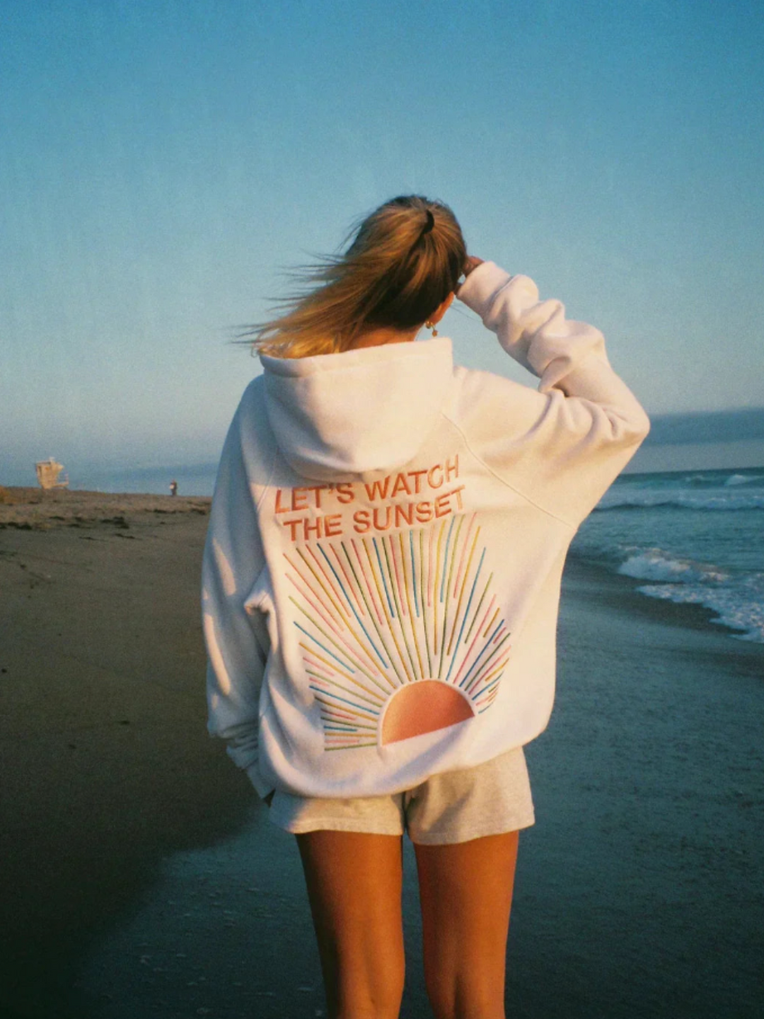 Ophelia | Relaxte hoodie met zonsondergang-print