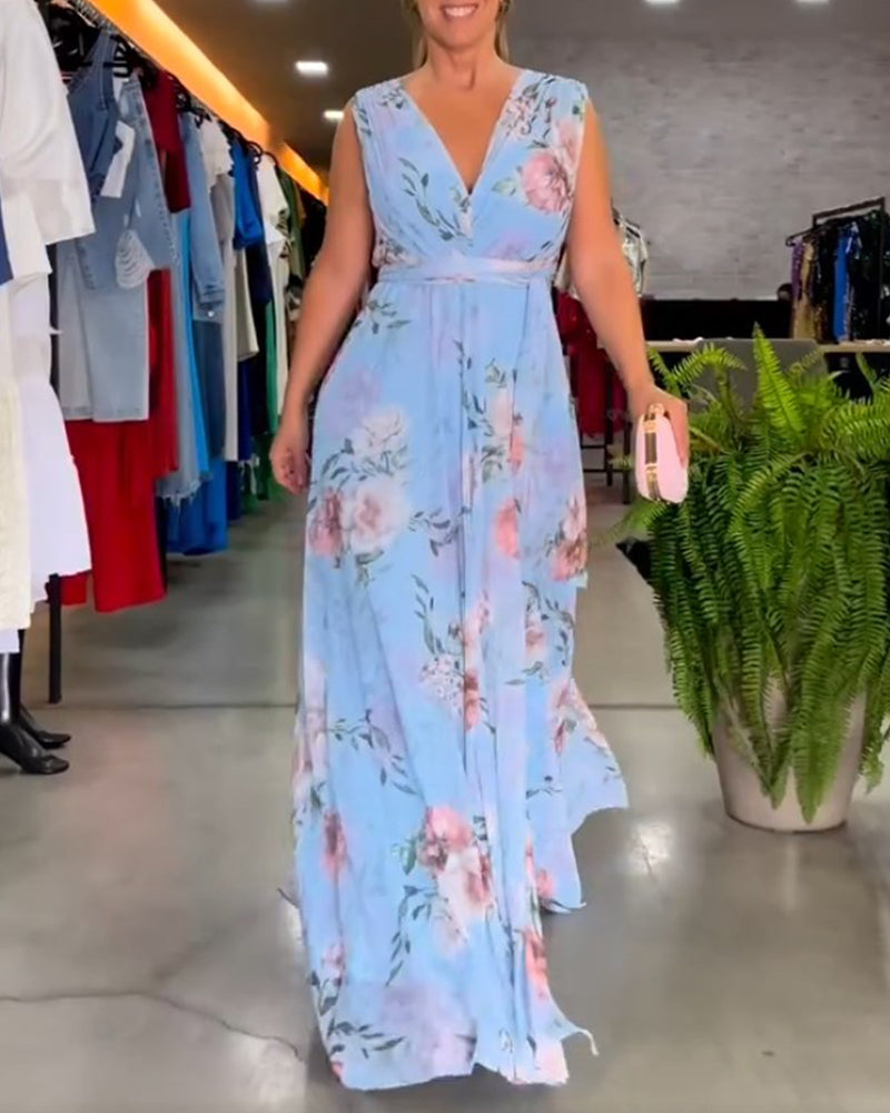 Mina | Zomer charme mouwloze bloemenjurk