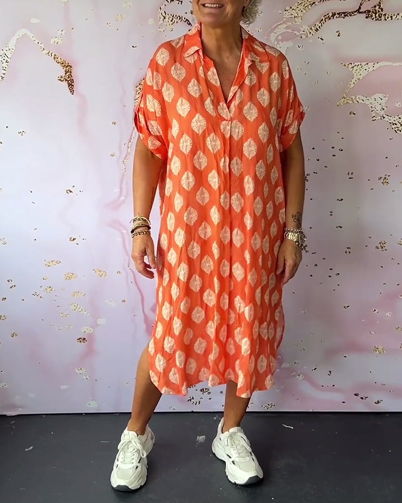 Liesel | Zomerjurk met reverskraag en korte mouwen