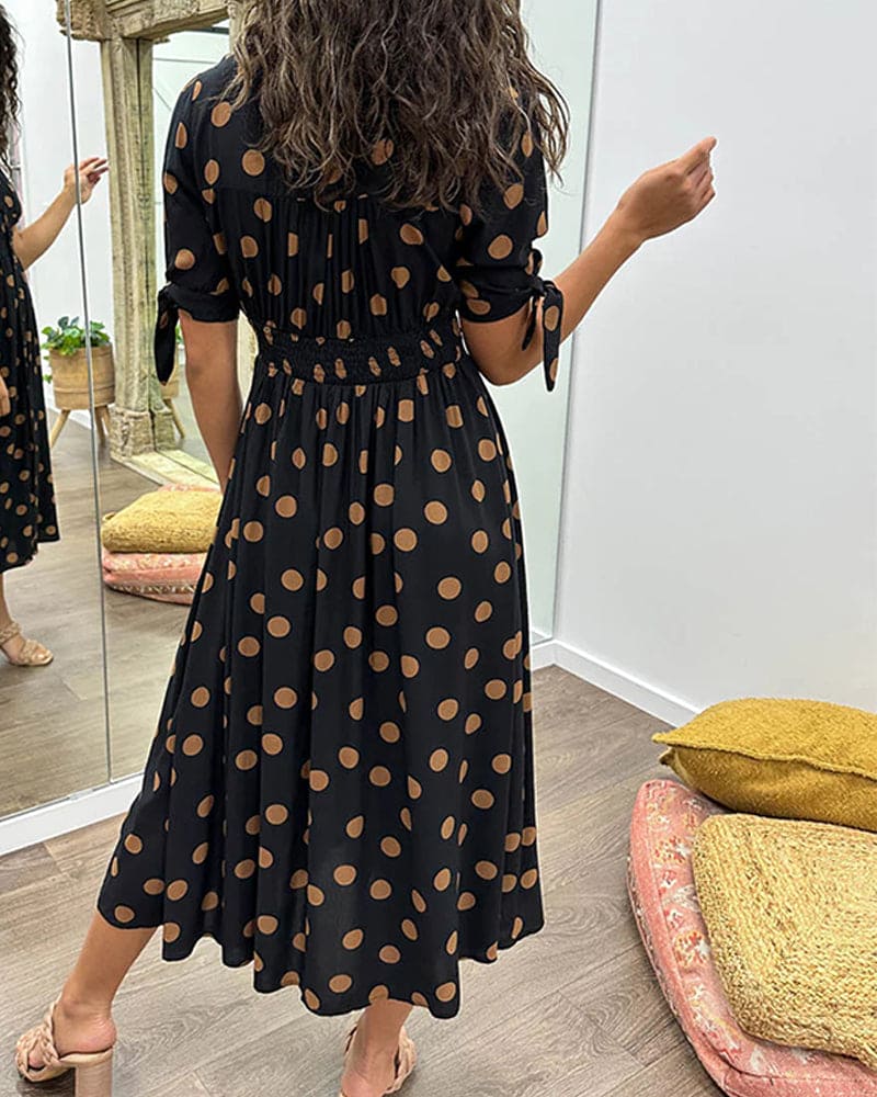 Priscilla | V-hals polkadot jurk