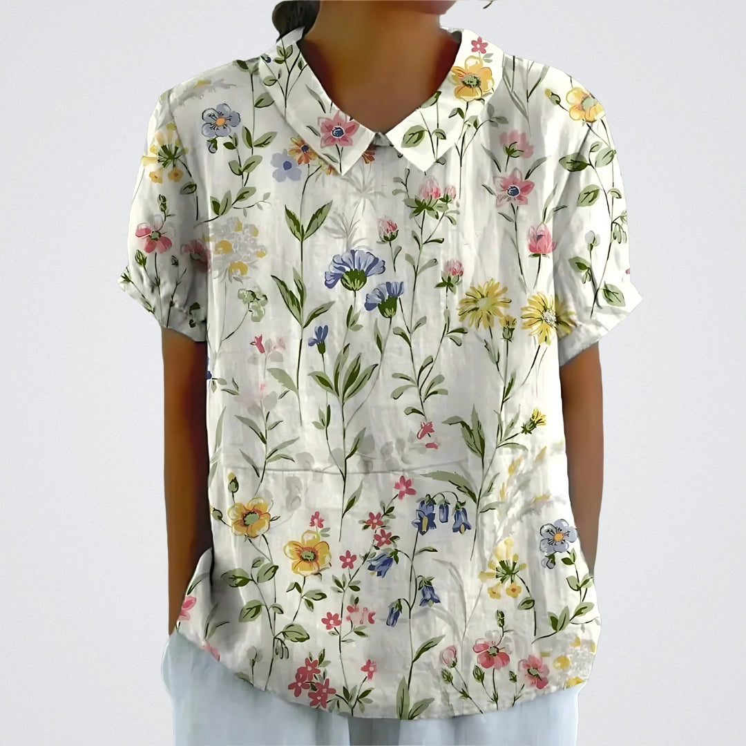 Natalie | Vintage bloemenblouse met kraagje