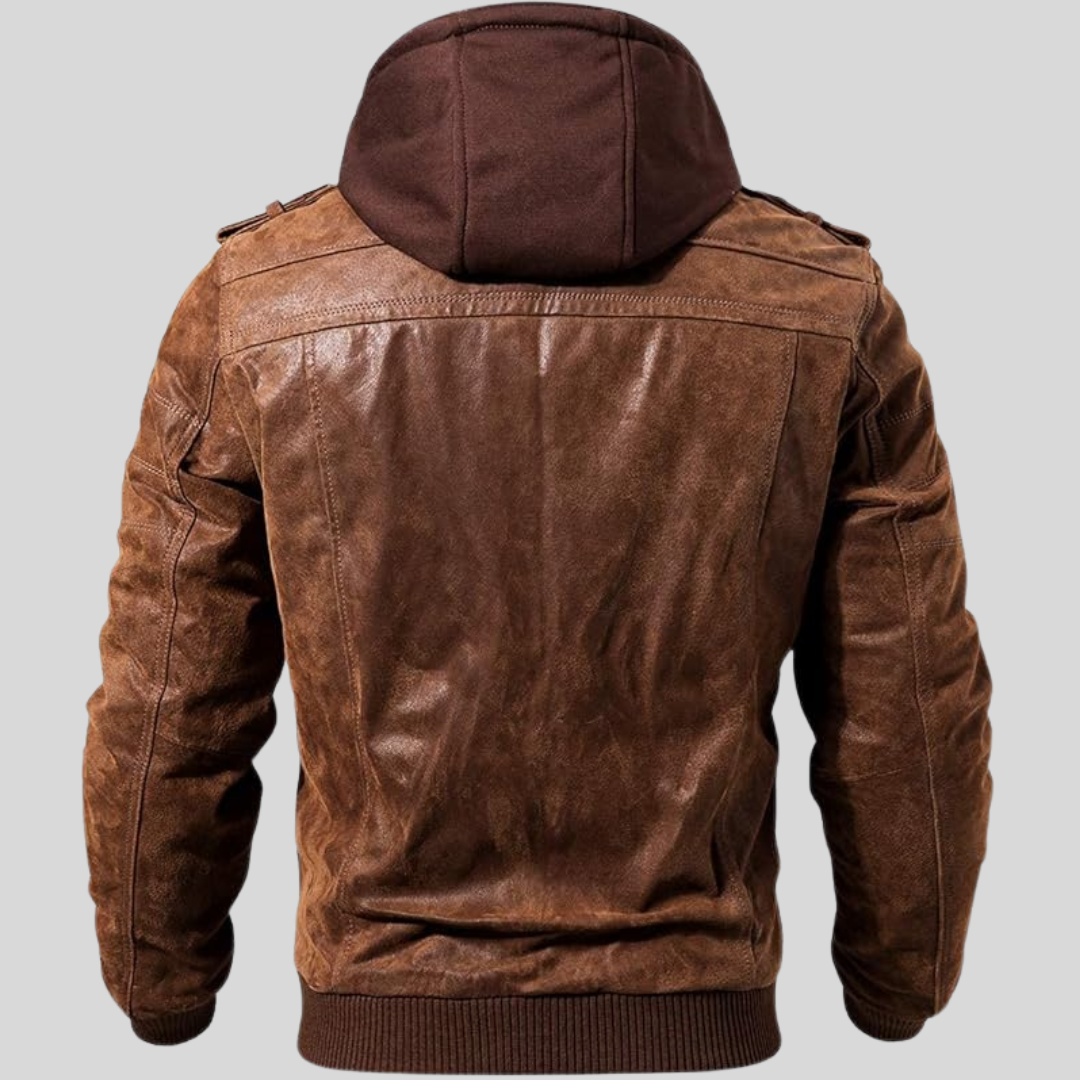 Louie | Leren jack met afneembare capuchon