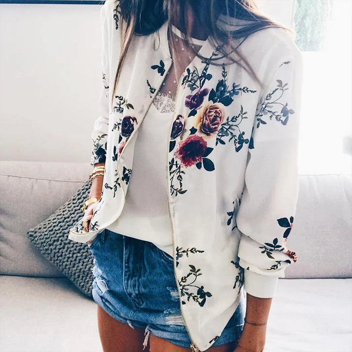 Hazel | Bomberjack met trendy bloemenprint
