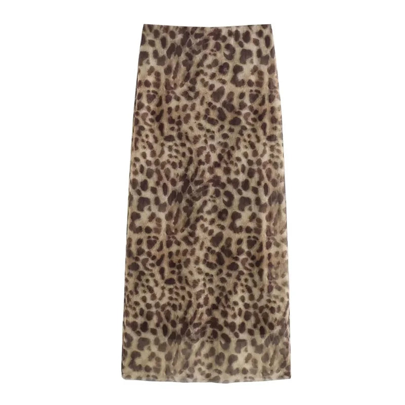 Cleo | Stijlvolle midi-rok met gedurfde panterprint
