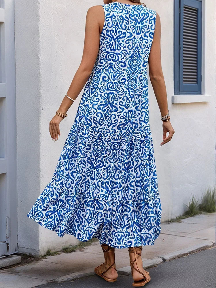 Danielle | Mouwloze zomerjurk met speelse print