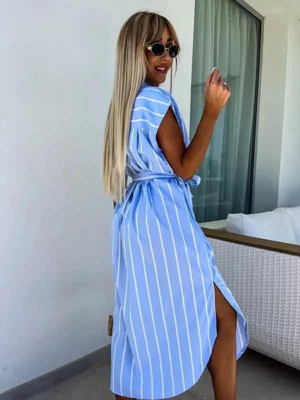 Shayla | Dames Gestreepte Midi Jurk