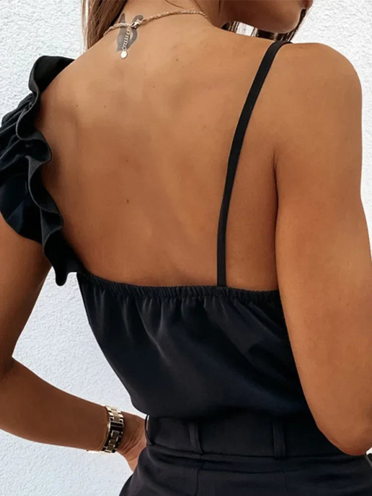 Sorelle | Elegante one-shoulder top met speelse ruches