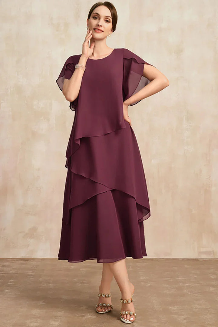 Rowena | elegante gelaagde midi-jurk