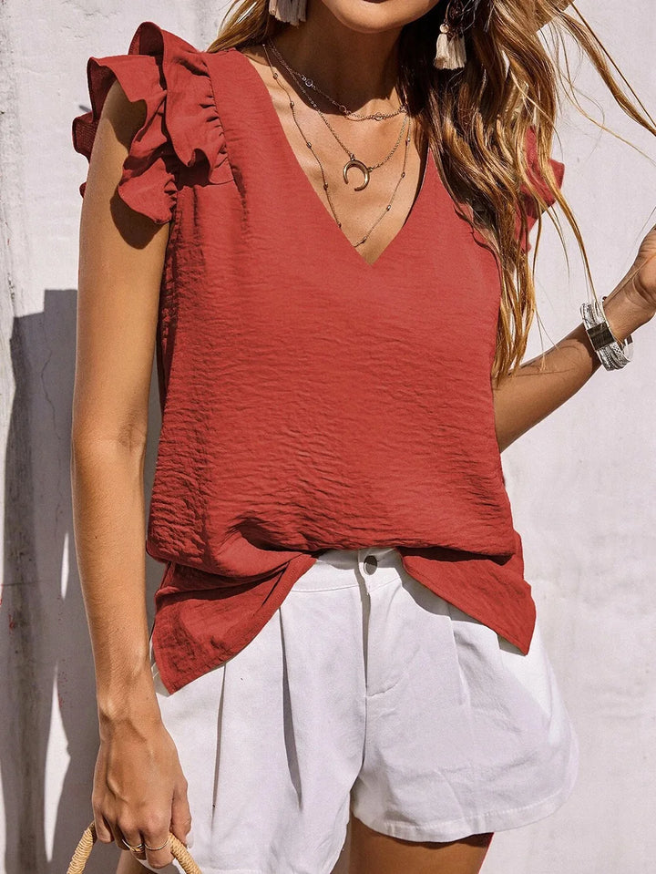 Lynette | Zomerse top met speelse ruffle mouwen