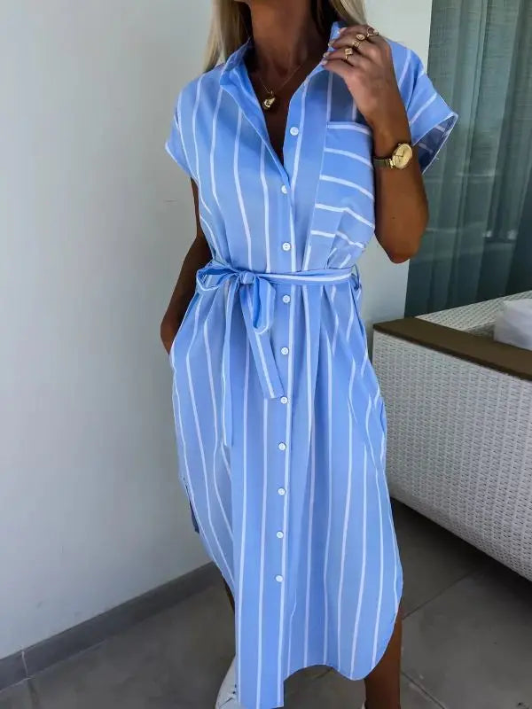 Shayla | Dames Gestreepte Midi Jurk