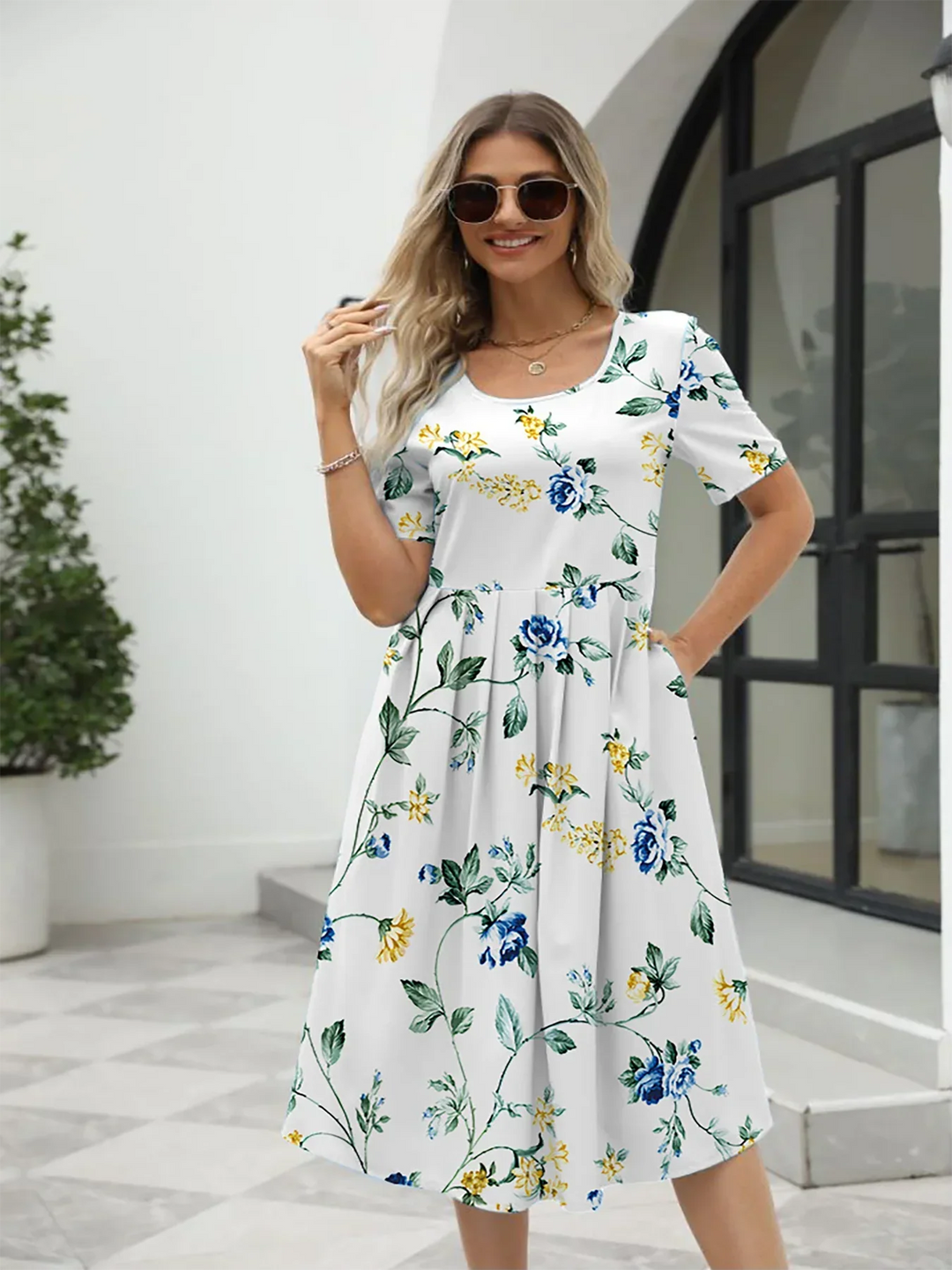 Georgina | Elegante midi-jurk met bloemenprint