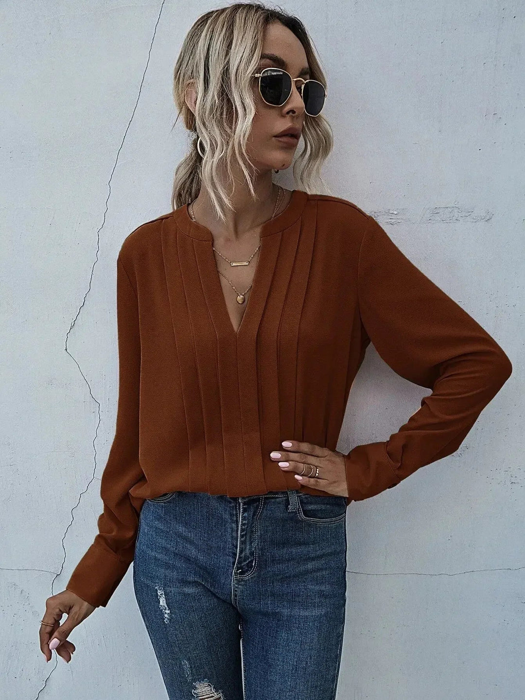 Seona | Stijlvolle blouse met verfijnde plooien