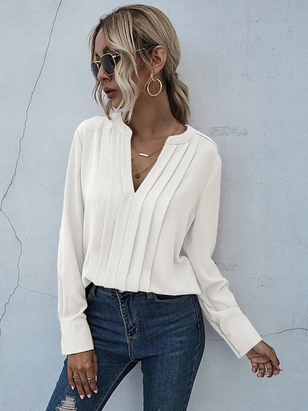 Seona | Stijlvolle blouse met verfijnde plooien