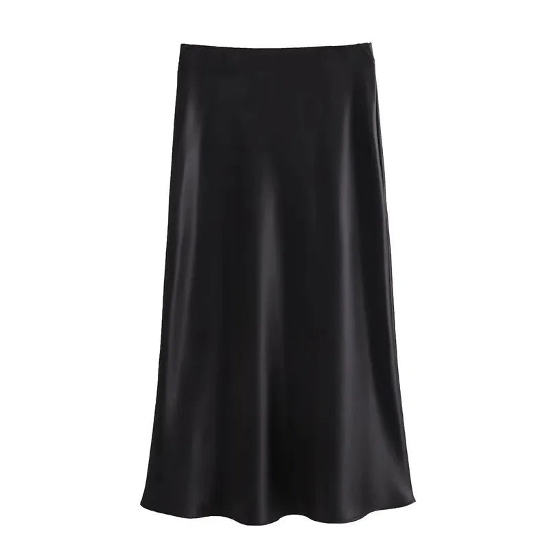 Drew | Tijdloze satijnen midi-rok met luxe uitstraling