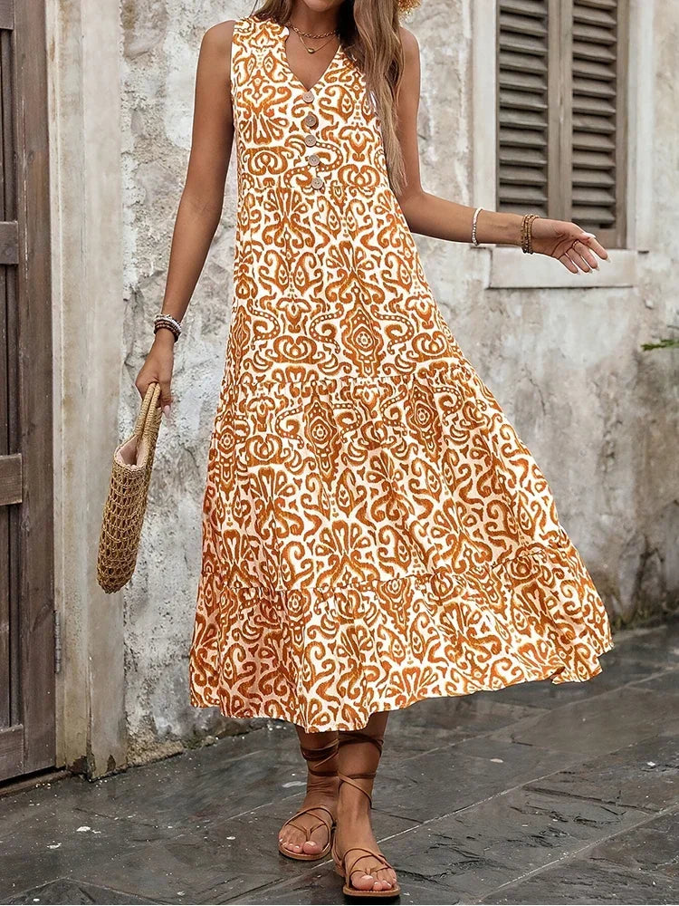Danielle | Mouwloze zomerjurk met speelse print
