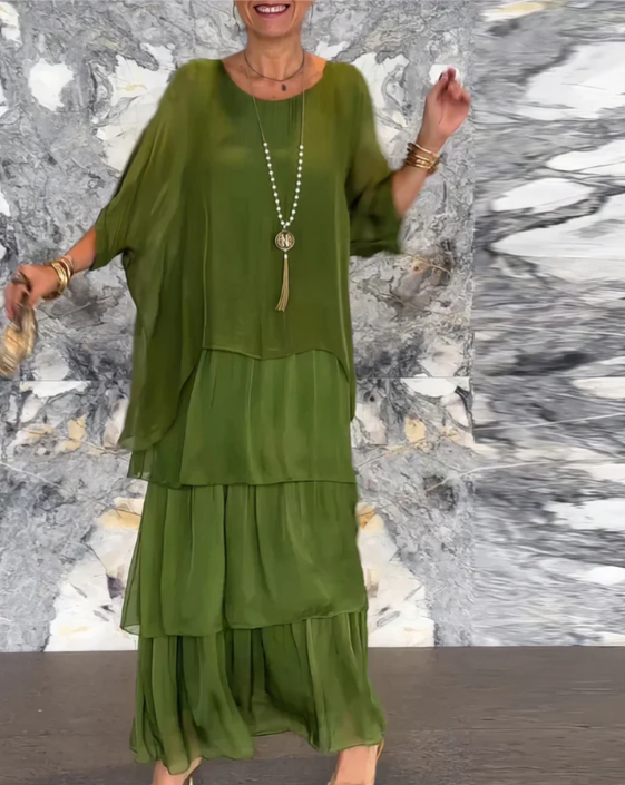 Dolores | Losse maxi jurk met ronde hals