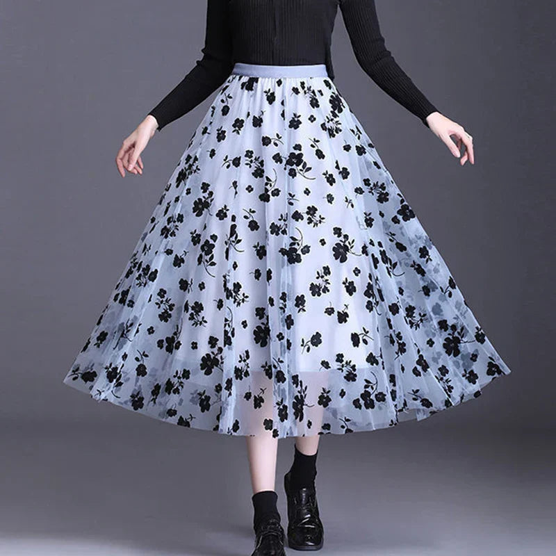 Odette | Elegante tule midi-rok met verfijnde bloemen
