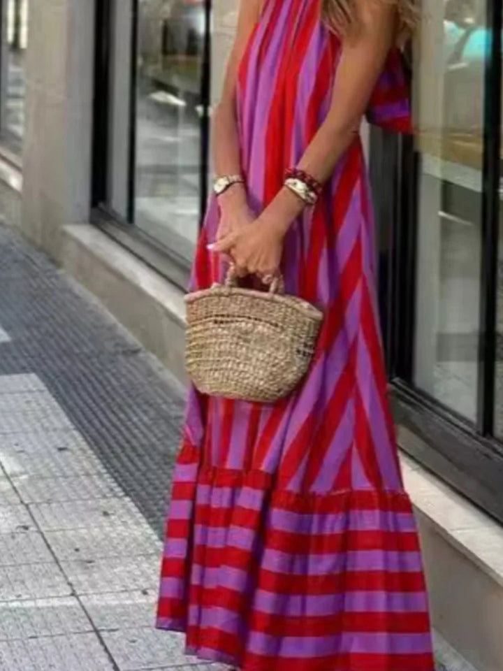 Marisa | Zomerse gestreepte maxi-jurk met open rug