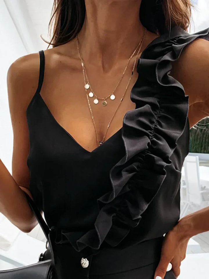 Sorelle | Elegante one-shoulder top met speelse ruches