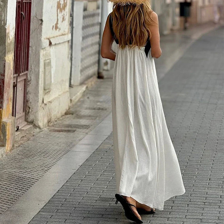 Isabelle | Elegante maxi-jurk met gekruiste halterhals