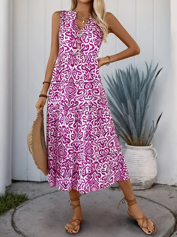 Danielle | Mouwloze zomerjurk met speelse print