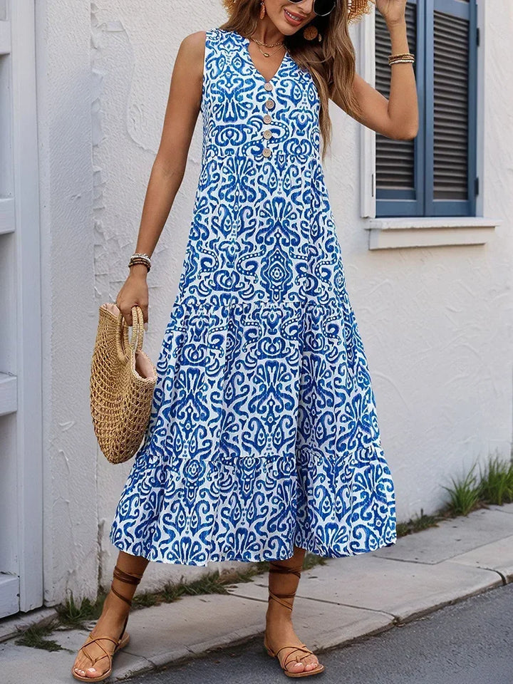 Danielle | Mouwloze zomerjurk met speelse print