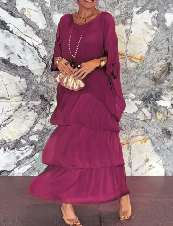 Dolores | Losse maxi jurk met ronde hals