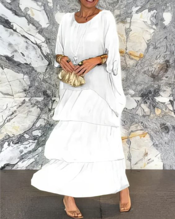 Dolores | Losse maxi jurk met ronde hals