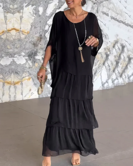 Dolores | Losse maxi jurk met ronde hals