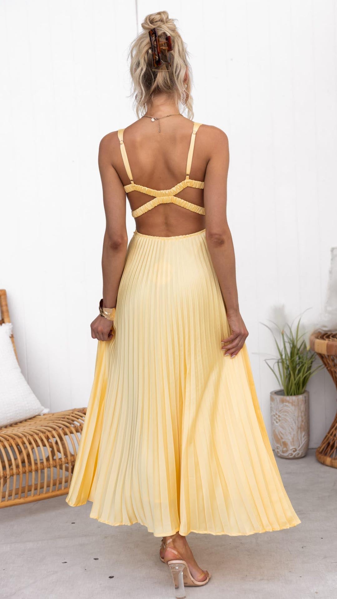 Aby | Zomers maxi-jurk met elegante plissé