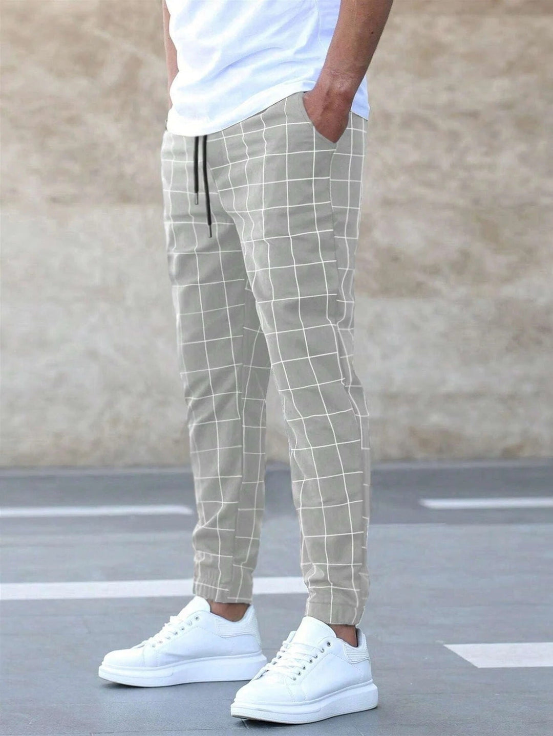 Michael | Slim fit geruite broek