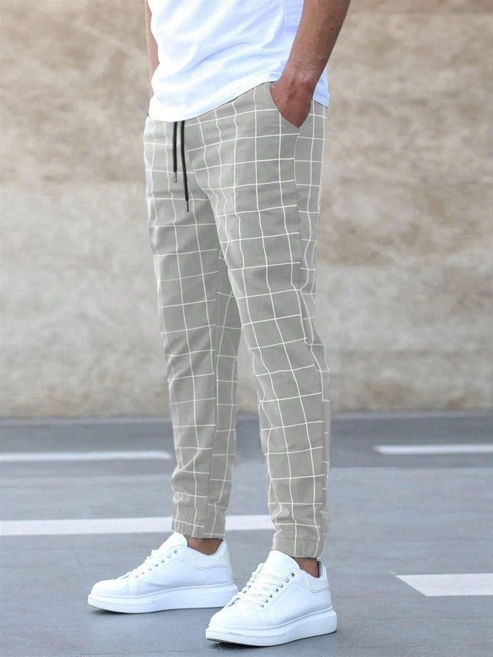 Michael | Slim fit geruite broek