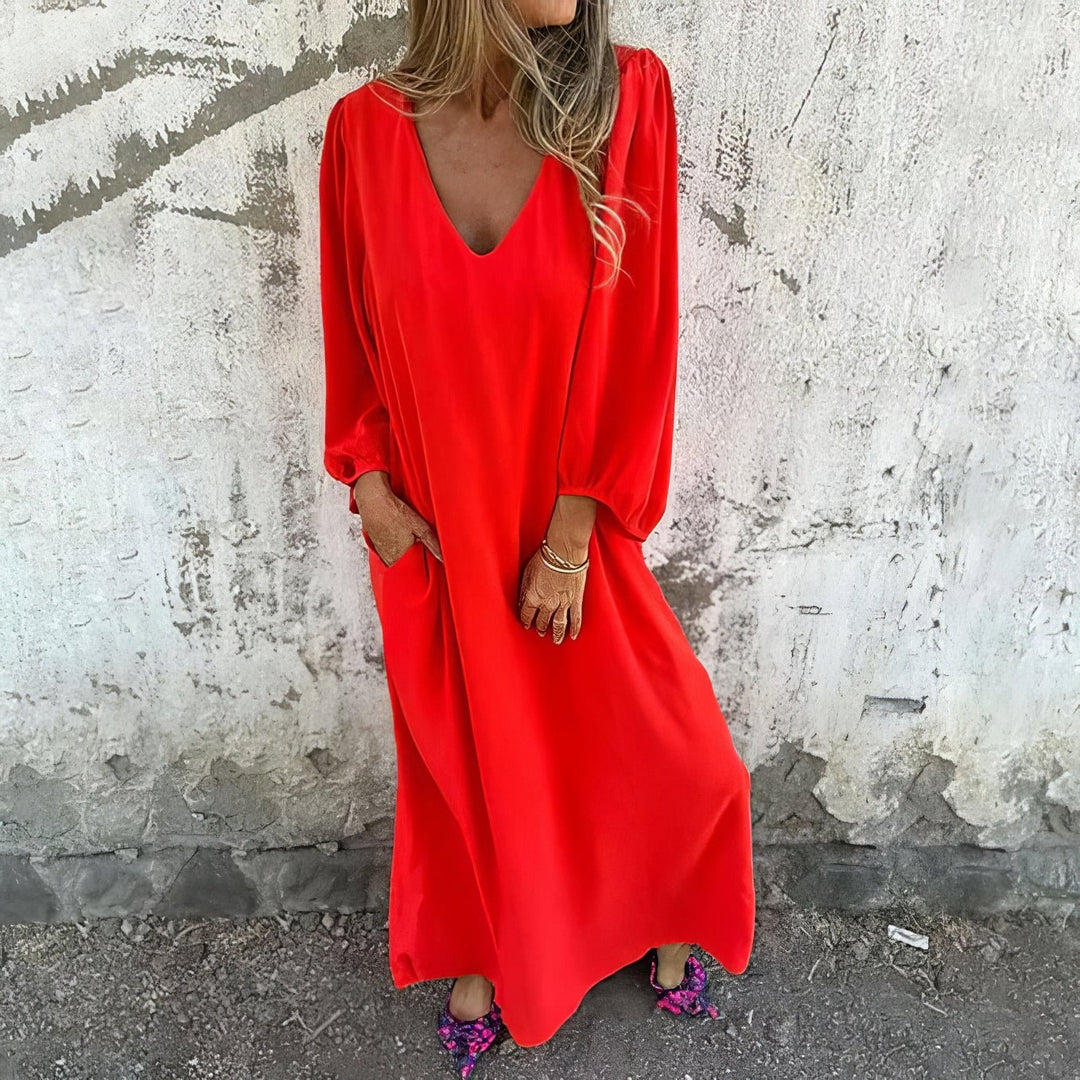 Pearl | Lange boho jurk met zakken
