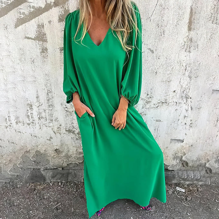Pearl | Lange boho jurk met zakken